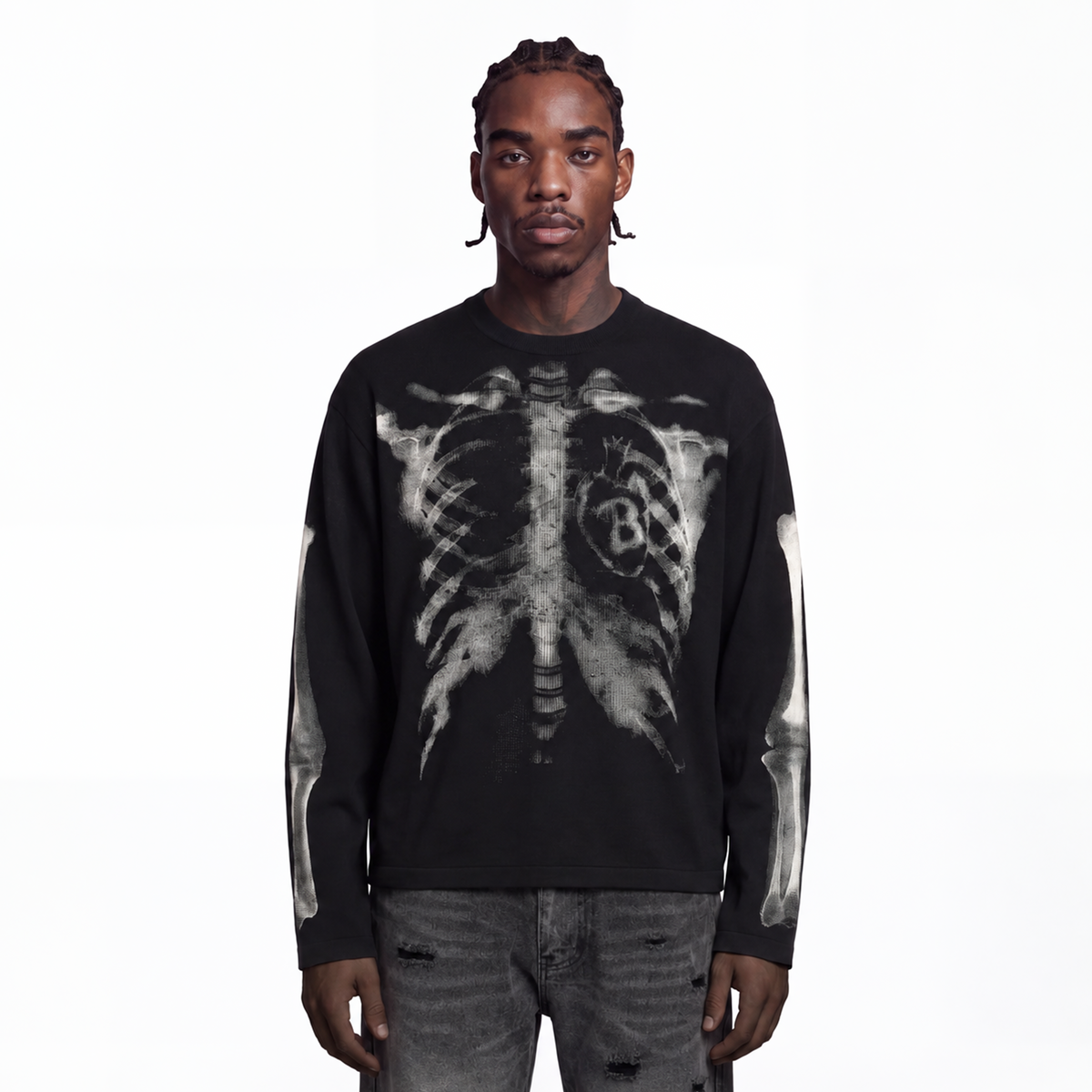T-shirt a maniche lunghe con scheletro