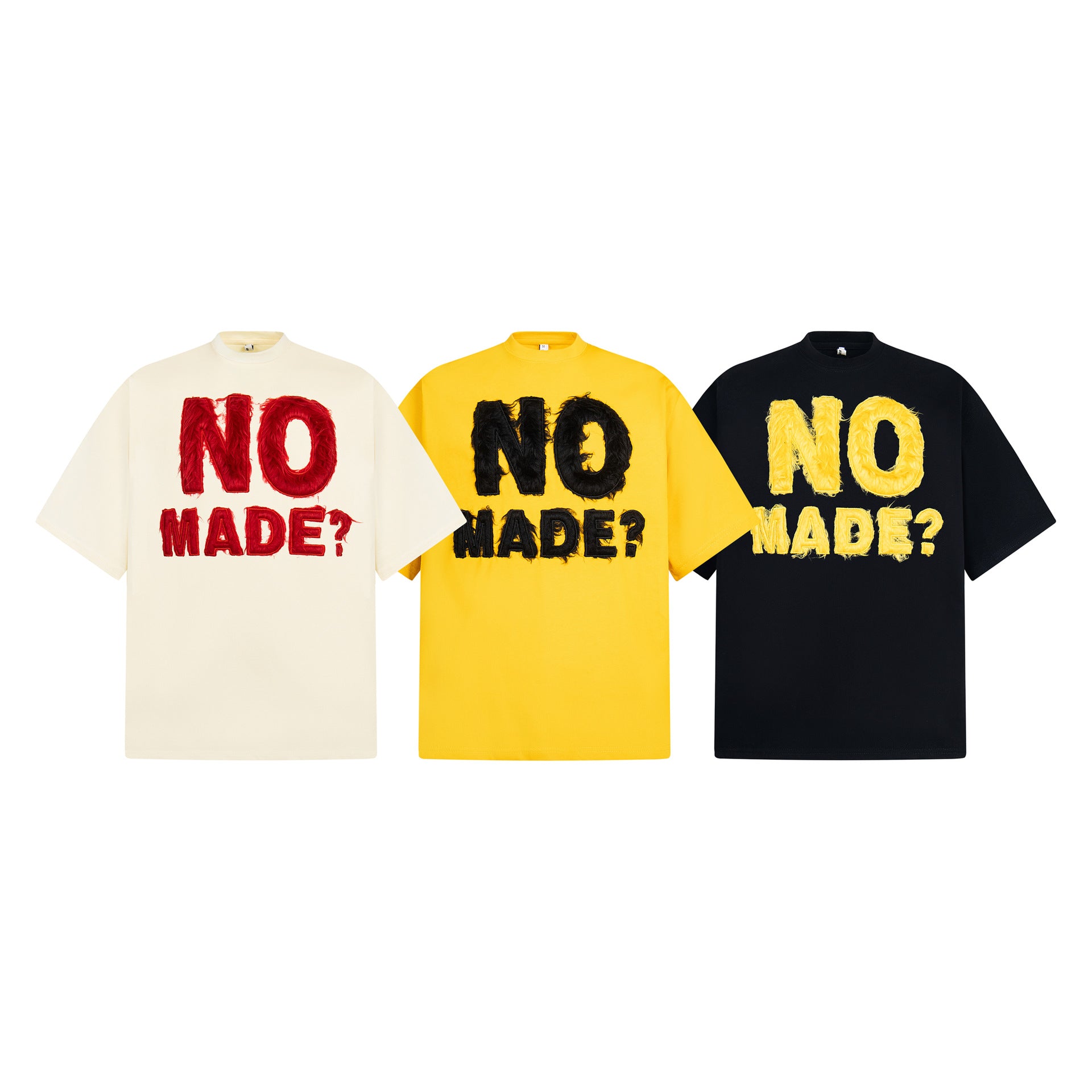 Jiayiku Men's Summer 2025 American Retro Trendy Brand Heavy Rabbit Plush Patch Embroidered Short Sleeve T-Shirt Loose