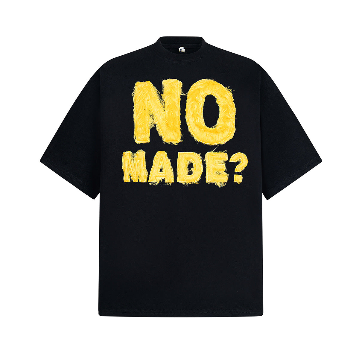 Jiayiku Men's Summer 2025 American Retro Trendy Brand Heavy Rabbit Plush Patch Embroidered Short Sleeve T-Shirt Loose