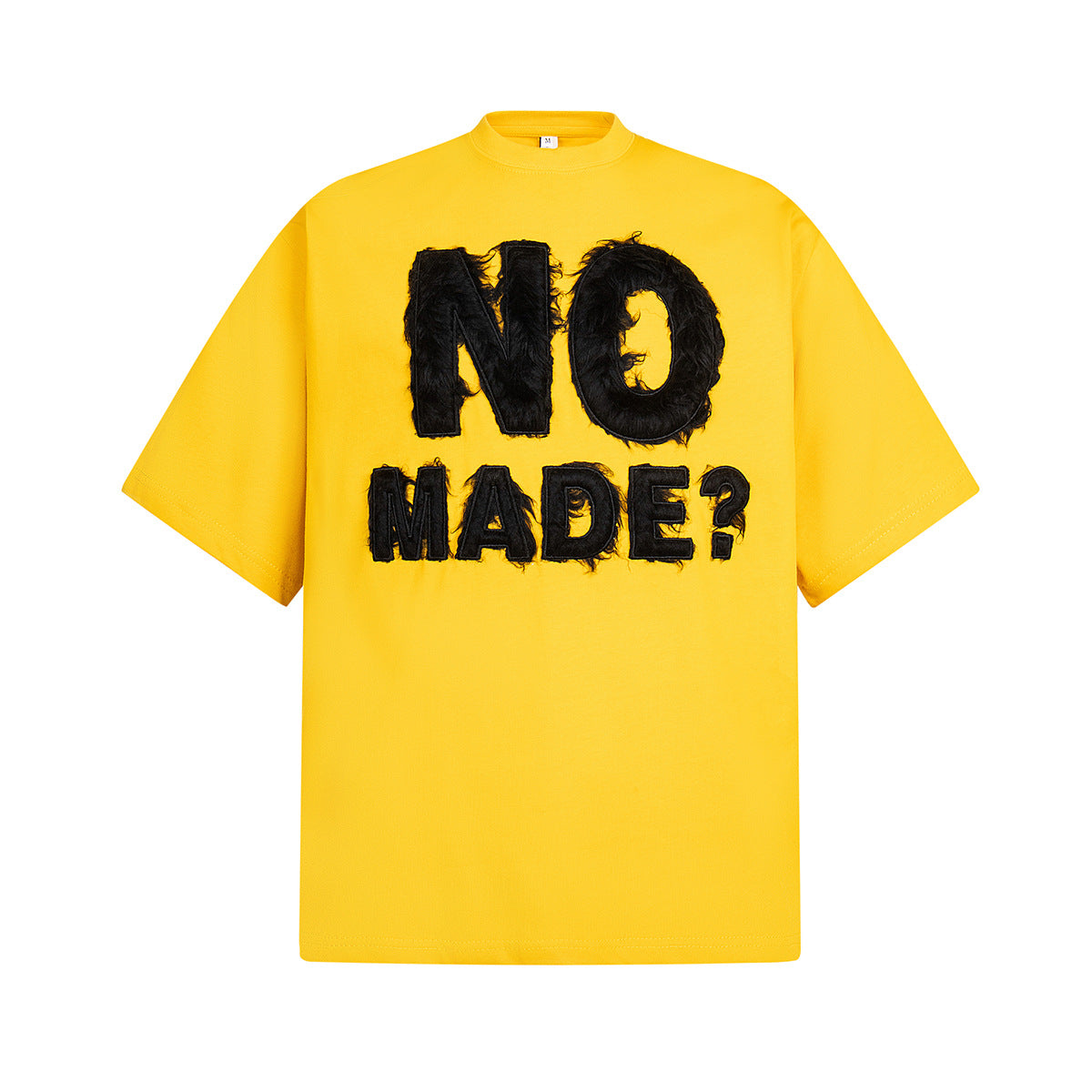 Jiayiku Men's Summer 2025 American Retro Trendy Brand Heavy Rabbit Plush Patch Embroidered Short Sleeve T-Shirt Loose